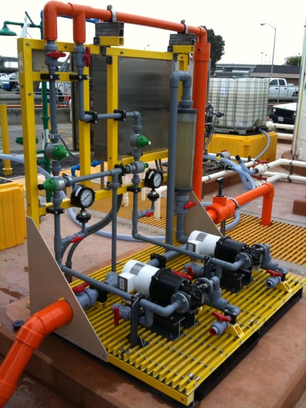 Ferric Chloride Metering Skid with Pulsafeeder Eclipse Pumps